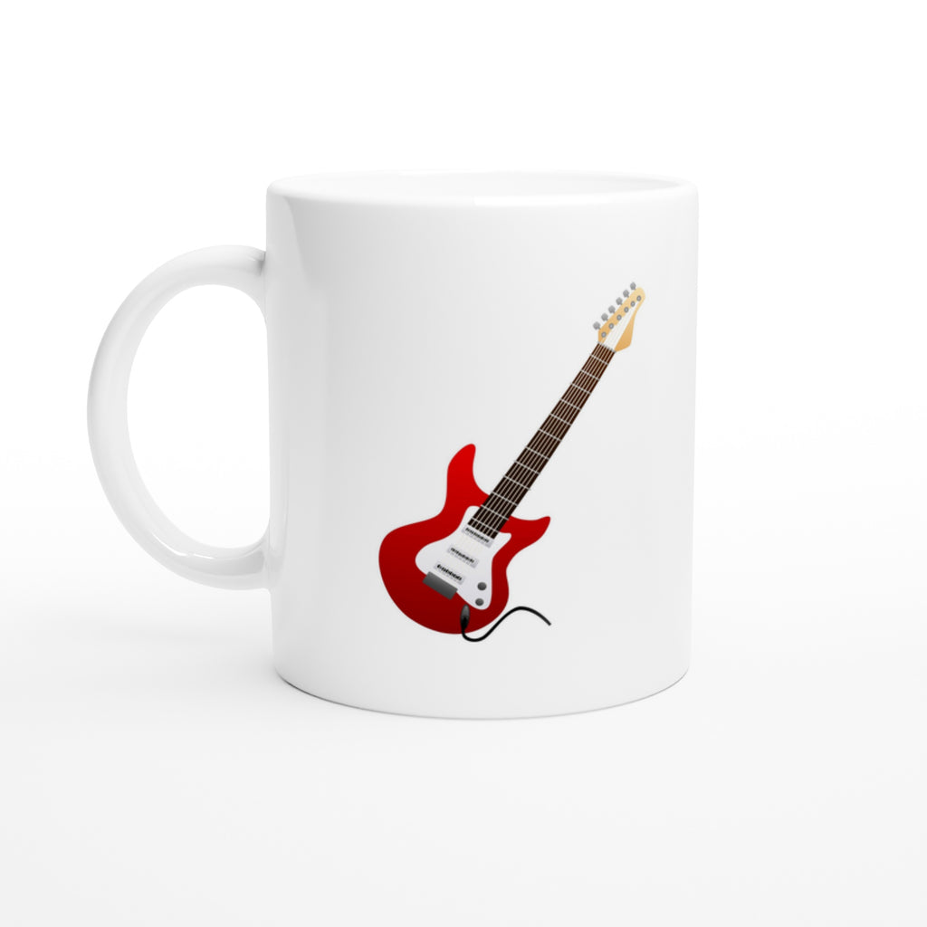 Taza de cerámica blanca de 325 ml guitarra