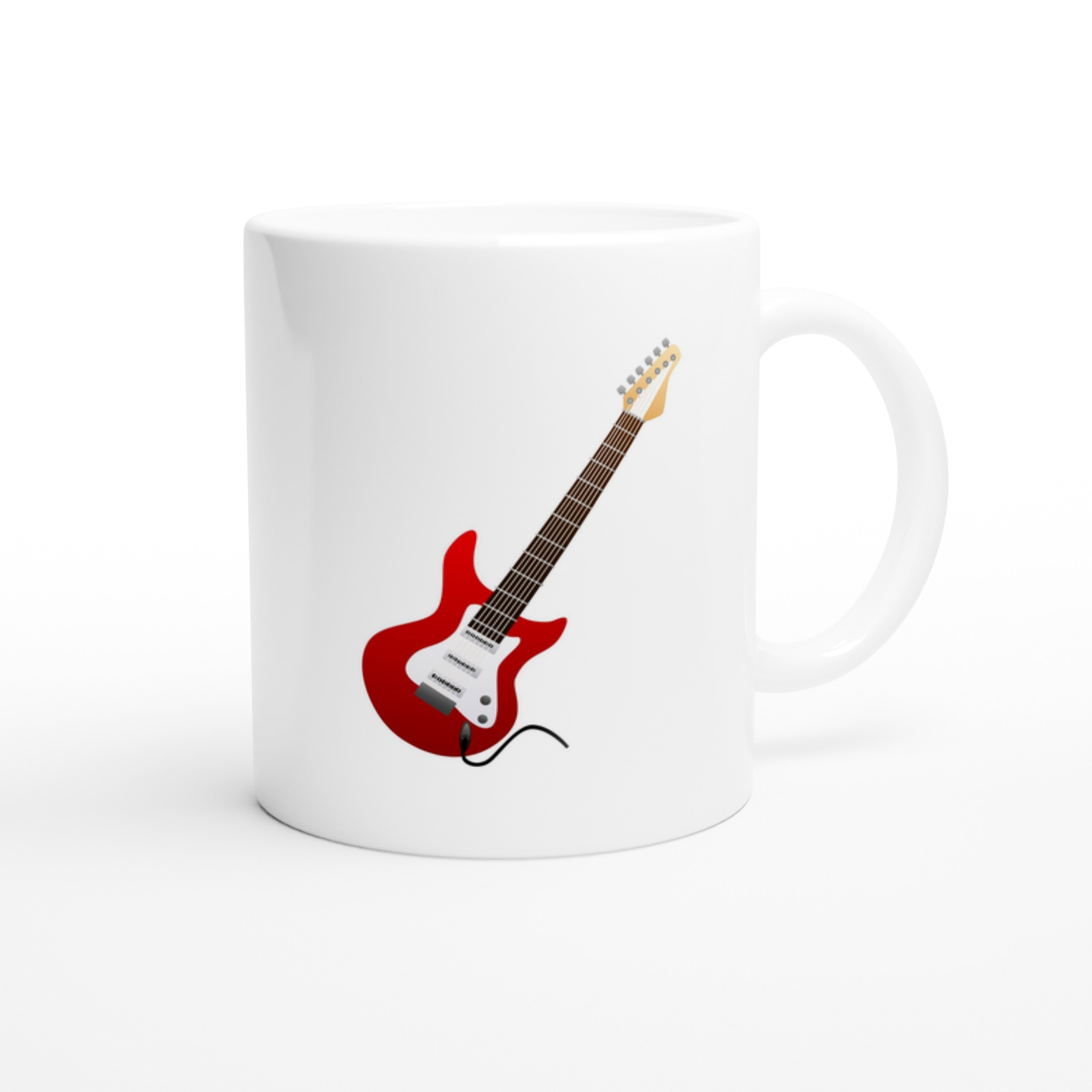 Taza de cerámica blanca de 325 ml guitarra
