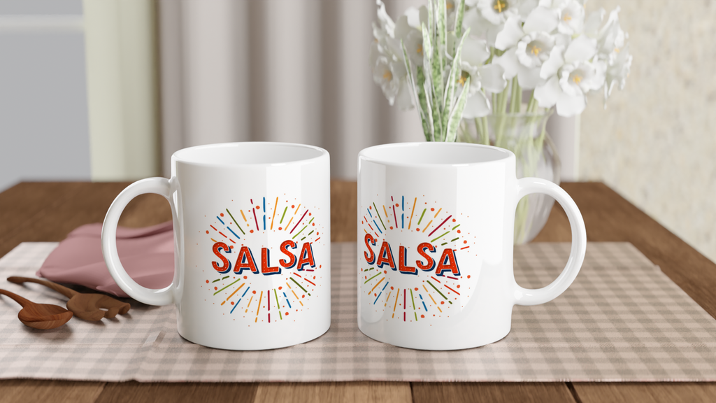 Taza de cerámica blanca de 11 oz Salsa