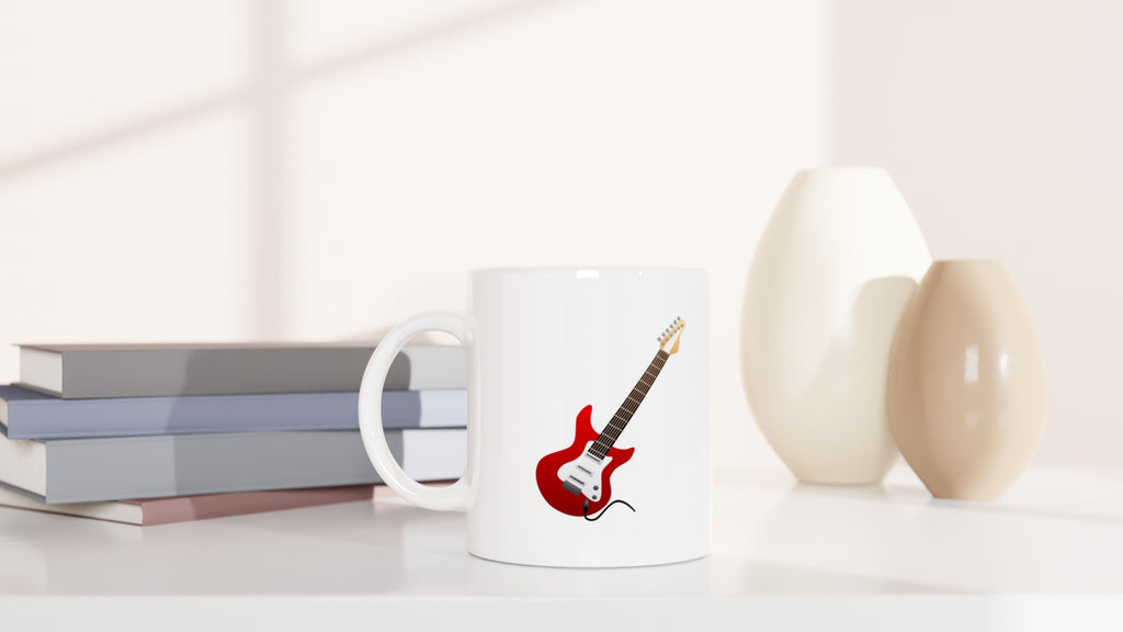 Taza de cerámica blanca de 325 ml guitarra